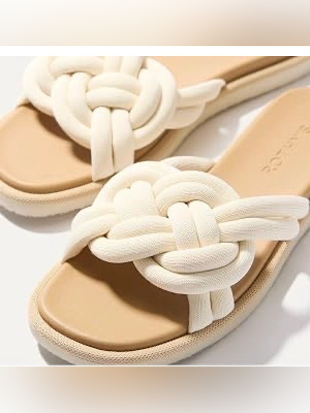 ROTHYS The Summer Sandal White Sand Knotted Slide Flats Size 12